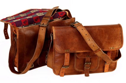 Handolederco *ALBEROBELLO* Leather Unisex 100% Genuine Real Leather Messenger Bag for Laptop Briefcase Satchel