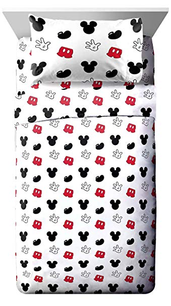 Jay Franco Disney Mickey Mouse Cute Faces Full Sheet Set - Super Soft and Cozy Kid’s Bedding - Fade Resistant Polyester Microfiber Sheets (Official Disney Product)