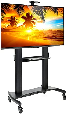 Heavy Duty Universal Rolling TV Stand Mobile TV Cart With Wheels For 60 Inch To 100 Inch Flat Screen, LED, LCD, OLED, Plasma TVs