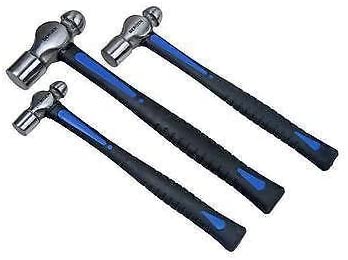 US PRO 1665 3pc Ball Pein Hammers Set 8 16 32oz TPR Handle, Blue