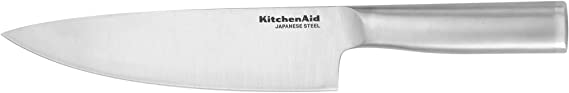 KitchenAid Gourmet Forged Triple-Rivet Chef Knife with Custom-Fit Blade Cover, 8-inch, Sharp Kitchen Knife, High-Carbon Japanese Stainless Steel Blade, Black