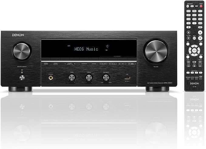 Denon Receiver DRA-900H - 2-Channel Stereo Network Receiver (2023 Model) - 100W/Ch. Hi-Fi Amplification, Built-in HEOS, HDCP 2.3 Processing with ARC/eARC Support, Dolby Vision, HLG, Dynamic HDR