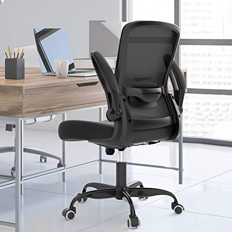 Ergonomic Desk Chair Office Chair Mesh Computer Chair Flip Up Arms Modern Executive Chair with Lumbar Support Adjustable Height Task Chair
