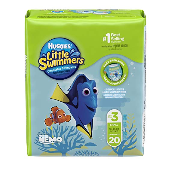 Huggies Little Swimmers Disposable Swim Diapers, Swimpants, Size 3 Small (16-26 lb.), 20 Count (Packaging May Vary)