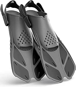 Greatever Snorkel Fins Adjustable Buckles Open Heel Swim Flippers Travel Size Short Swim Fins for Snorkeling Diving Swimming Adult Men Womens