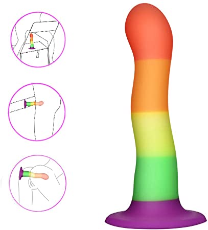G-Spot Dildo Realistic Silicone Anal Sex Toy for Beginners with Strong Suction Cup Base for Hands-free Play, UTIMI 7 Inch Rainbow Dick Fake Penis for Vaginal and Anal Prostate Play