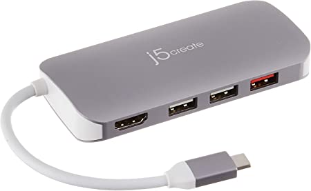 j5create USB-C 9-in-1 Multi Adapter Multi Adapter HDMI/Ethernet/USB 3.1, SD and MicroSD/PD 3.0 | 4K HDMI for MacBook | ChromeBook |USB-C Devices