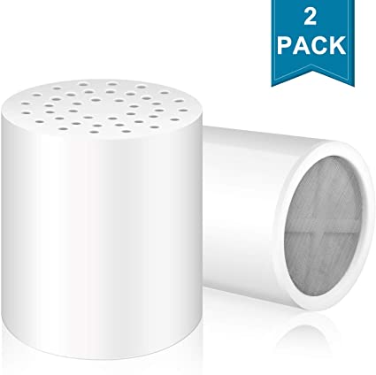FEELSO 15 Stages Replacement Shower Water Filter Cartridges with Vitamin C for Hard Water-2 Pack