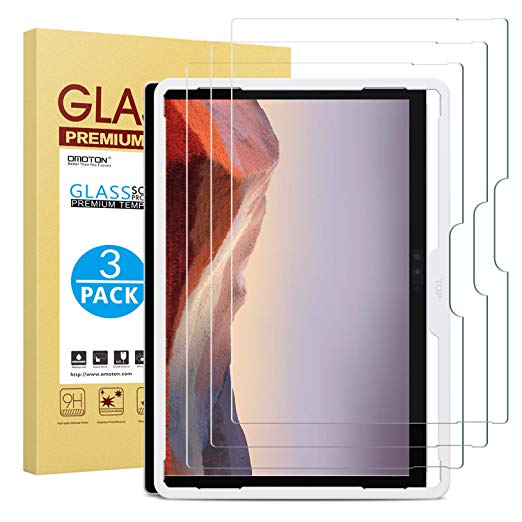 OMOTON [3 Pack] Screen Protector for Microsoft Surface Pro 7 2019/Surface Pro 6 / Surface Pro 12.3" (2017) / Surface Pro 4, Tempered Glass with [Scratch Resist] [No Bubbles] [HD Clear] [9H Hardness]