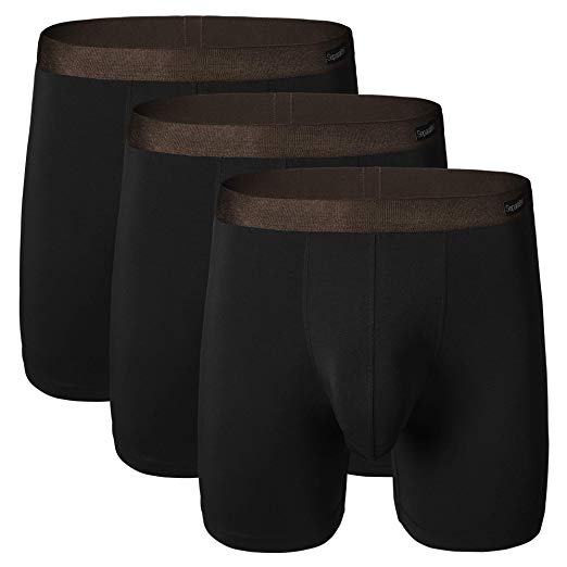 Separatec Men's 3 Pack Basic Bamboo Rayon Soft Breathable Pouch Underwear Boxer Briefs