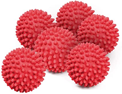 Reusable Dryer Balls Laundry Wash Dryer Balls Anti-Static Fabric Softener Laundry Washing Ball, 6pcs (Red)