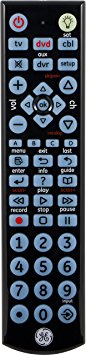 GE 24116 4-Device Big Button Universal Remote Control with Full LED Backlighting, Black