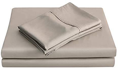 IBAMA 100% Bamboo Bed Sheet Set with Pillowcases 4 Pieces Including 1 x Fitted Sheet 2 x Pillow Covers 1 x Flat Sheet Breathable and Machine Washable Queen Size