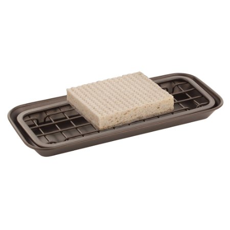 mDesign Kitchen Sink Tray for Sponges, Scrubbers, Soap - Bronze