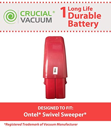 Crucial Vacuum High Capacity Red Vacuum Battery Fits Ontel Swivel Sweeper G1 & G2; Compare to Part # RU-RBG; Designed & Engineered