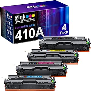 E-Z Ink (TM Compatible Toner Cartridge Replacement for HP 410A CF410A Toner Cartridges 4 Pack for HP 410A 410X CF410A CF411A CF412A CF413A Work with HP Color Pro M452DW M477fnw M477fdw Toner(4 Pack)