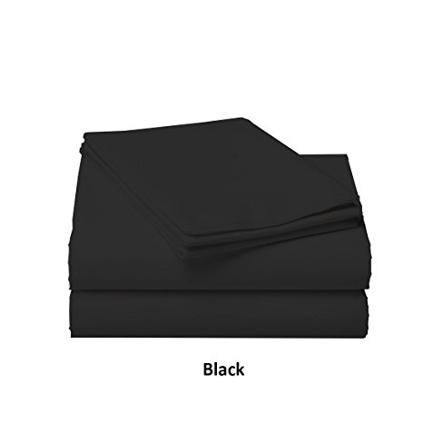 New 1500 Series Luxury Soft Brushed Microfiber 4pc Bed Sheet Set (Full, Black)