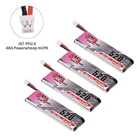 4pcs 520mAh 1S 3.8V LiPo Battery 80C HV LiHv Battery JST-PH 2.0 PowerWhoop mCPX Connector Upgraded for Inductrix FPV Plus EMAX Tinyhawk Micro FPV Racing Drone etc