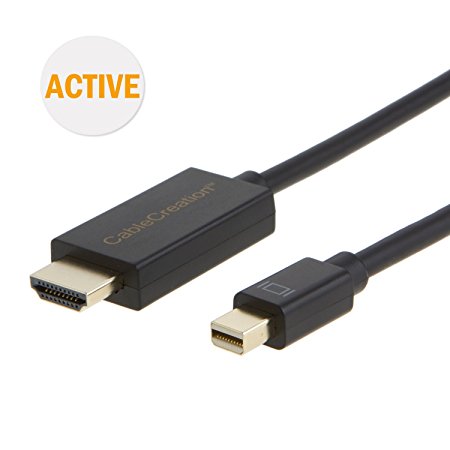 Active Mini DP to HDMI, CableCreation 6 Feet Mini DisplayPort (DP1.2) to HDMI Cable, DP to HDMI, 4K X 2K & 3D Audio/Video, Eyefinity Multi-Screen Support, 1.8 Meters/ Black