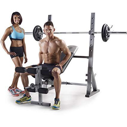 Golds Gym* XR 10.1 Olympic Weight Bench Accommodates Olympic-width 6' and 7' bars﻿