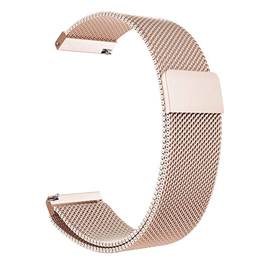 18mm Watch Band Baoking Magnetic Clasp Adjustable Milanese loop Mesh Stainless Steel Metal Replacement Strap Bracelet For Smart Watch Huawei/Fossil Q/Withings (Rose Gold,18mm)