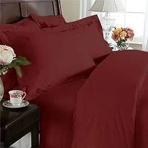 Elegant Comfort Luxurious Soft 1500 Premier Hotel Quality 4-Piece Bed Sheet Set Wrinkle and Fade Resistant Bedding Set, Deep Pocket up to 16inch, Full, Burgundy