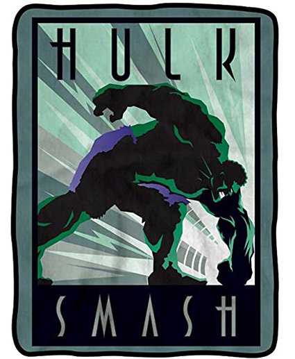 Officially Licensed Marvel Comic Book Themed Fleece Throw Blankets (Hulk Smash)