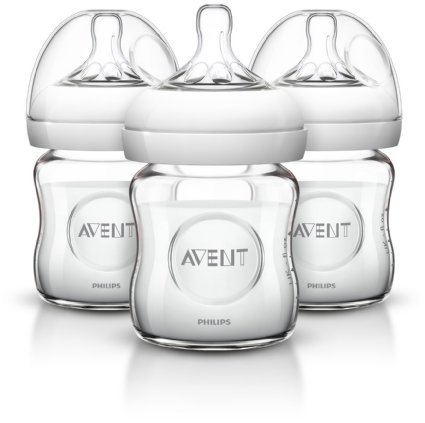 Philips AVENT Natural Glass Bottle 4 Ounce Pack of 3