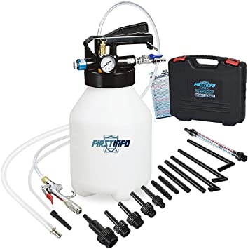 FIRSTINFO 6 Liter Two Way Pneumatic Automatic Transmission Fluid Refill System Dispenser, with 14 Piece ATF Filling Adapters Packed in Storage Case