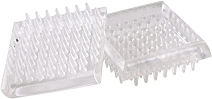 Shepherd Hardware 9083 1-7/8-Inch Square Spiked Furniture Cup, Clear Plastic, 4-Pack