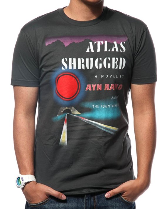Out of Print Atlas Shrugged Book Men's Vintage Inspired Dark Grey T-Shirt