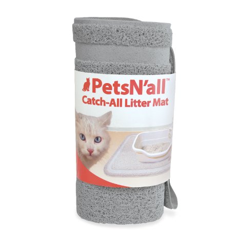 PetsNall Catch-All Cat Litter Mat - Super Size 35 x 24 Inches Gray
