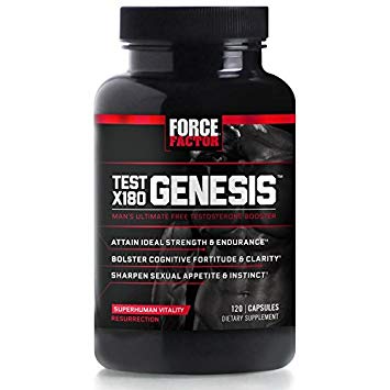 Force Factor Test X180 Genesis Free Testosterone Booster Improve Sexual Performance and Build Muscle, 120 Count