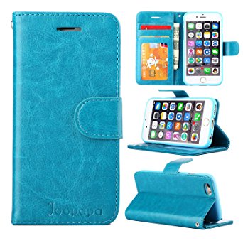 iPhone 6 Case, iPhone 6S Case,Joopapa iPhone 6/6S Wallet Case, Luxury Fashion Pu Leather Magnet Wallet Flip Case Cover with Built-in Credit Card/ID Card Slots for Apple iPhone 6/6s 4.7 Inch (Blue)