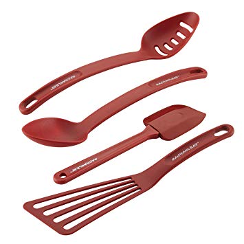 Rachael Ray Cucina Nylon Nonstick Tools Set, 4-Piece, Cranberry Red