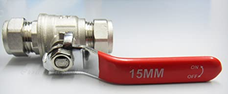 RED Lever Full BORE Isolation Action Ball Valve Compression in Sizes (15MM/22MM/28MM) (22MM)