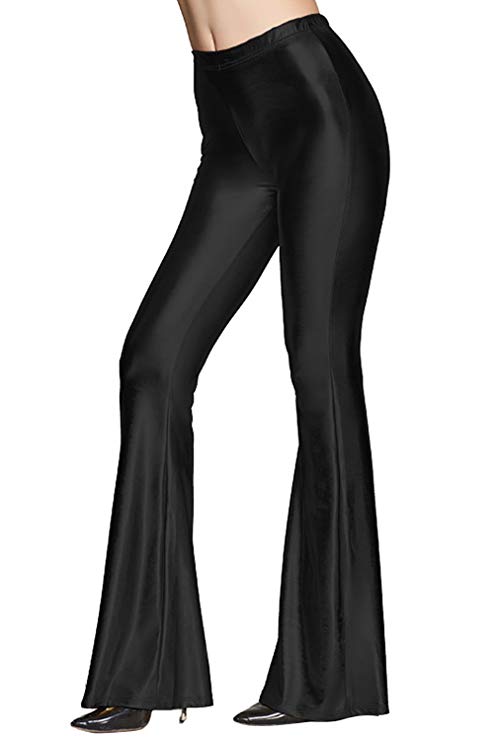 Naimo Women Sexy Shiny Slim Fit High Waist Bell Bottom Flare Pants