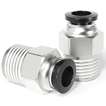 TAILONZ PNEUMATIC Male Straight 10mm Tube OD x 1/4 Inch NPT Thread Push to Connect Fittings PC10-N2 (Pack of 10)