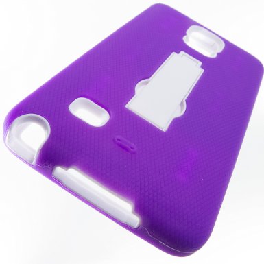 Samsung Galaxy Note 4 Cover Case by ShockWize Aftershock Series White featuring two piece silicone and hard plastic for advanced protection and built in kickstand for easy viewing N9100 SM-N9100 Note4 AFTRSHCK purple