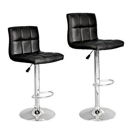 Modern Adjustable Synthetic Leather Swivel Bar Stools Chairs B06-sets of 2