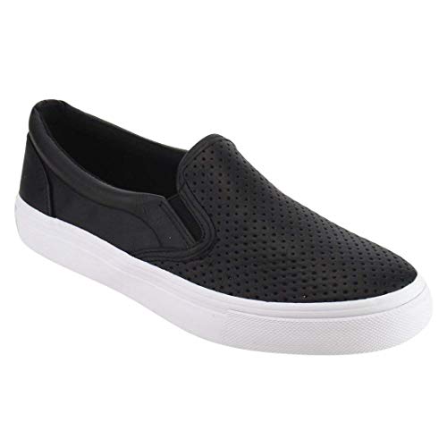 Women's Slip On White Sole Shoes - Athletic Fashion Perforated Sneaker - Padded Cushion