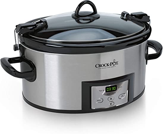 Crock-Pot SCCPVL610-S-A 6-Quart Cook & Carry Programmable Slow Cooker with Digital Timer, Stainless Steel