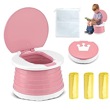 With multifunctional bag portable potty，travel potty seat for toddler，foldable potty seat for toddler travel，Toddlers Training Toilet Seat Emergency Toilet for Car, Camping, Outdoor, indoor