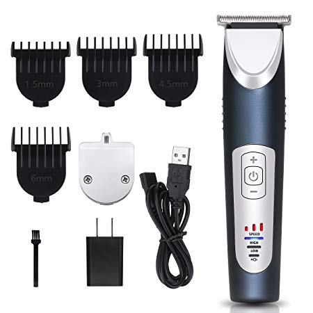Hair Clippers for Men, Hizek 2 in 1 Hair Trimmer Cordless Beard Trimmer Professional Hair Cutting Kit with T-Blade, Detailer Trimmer, LED Display, 3 Shaving Speeds for Outliner and Artwork