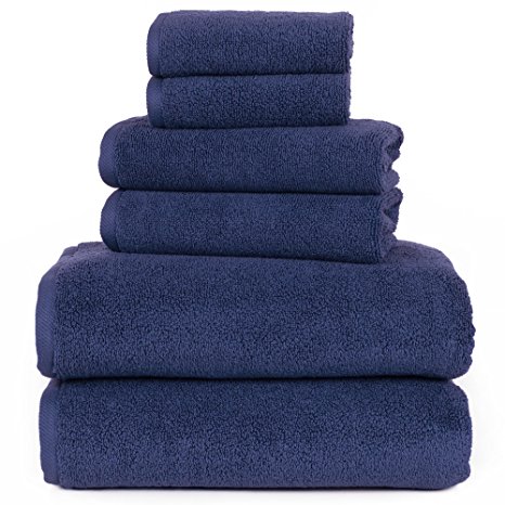 Lavish Home 100% Cotton Zero Twist 6 Piece Set - Navy