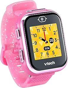 VTech KidiZoom Smartwatch DX3 with Dual Cameras, LED Light and Flash, Secure Watch Pairing, Photo & Video Effects, Games, Pedometer, Splashproof, Rechargeable Battery, Kids Age 4 and up, Pink Glitter