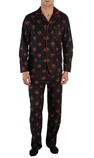 Marvel Comics Deadpool Allover Logo Print Men's Pajama Set