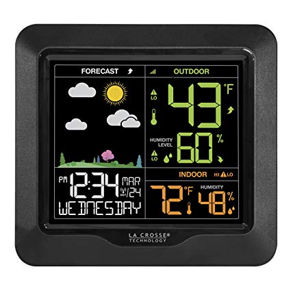 La Crosse Technology S85814 Wireless Color Forecast Station with Barometric Pressure Historical Graph, Black