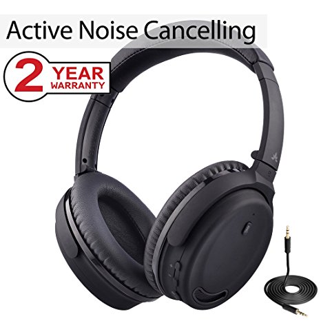 Avantree Active Noise Cancelling Bluetooth 4.1 Headphones with Mic, Wireless Wired Super Comfortable Foldable Stereo ANC Over Ear Headset, Low Latency for TV PC Phone - ANC032 [24M Warranty]