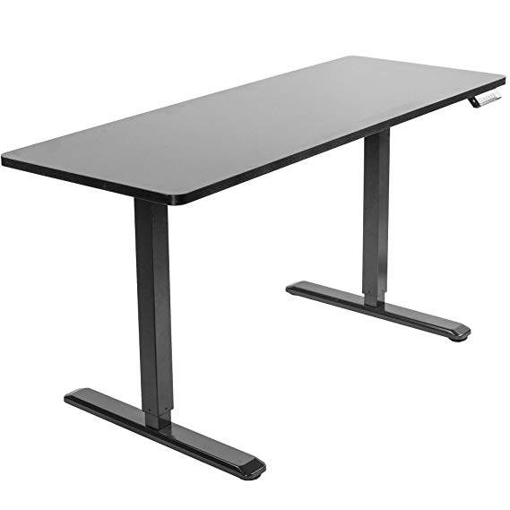 VIVO Electric 60 x 24 inch Stand Up Desk | Black Table Top, Black Frame, Height Adjustable Standing Workstation with Memory Preset Controller (DESK-KIT-1B6B)